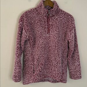 Jason Maxwell Teddy pullover jacket blush pink & white  chunky warm 1/4 zip SZ S